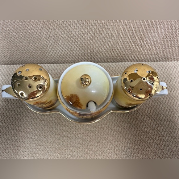 Vintage Noritake Japan 5 piece Set Salt, Pepper & Mustard Jar. - Picture 3 of 11